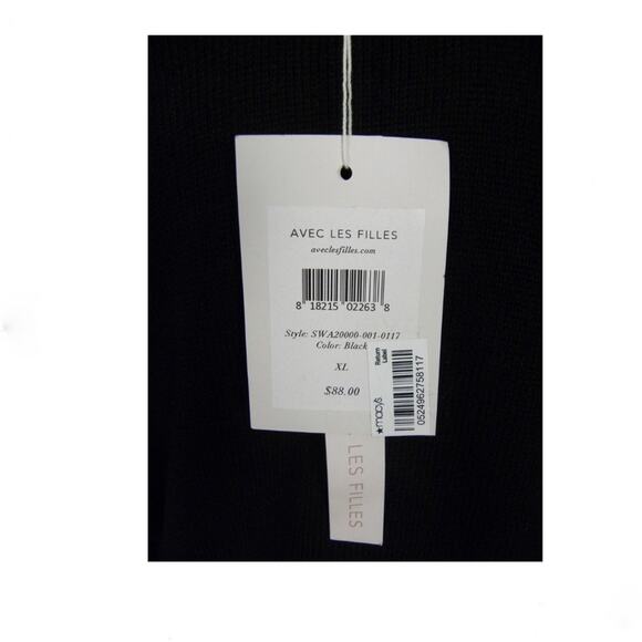 NEW Avec les Filles Black Crop Alpaca Blend Sweater | XL NWT - Picture 2 of 8